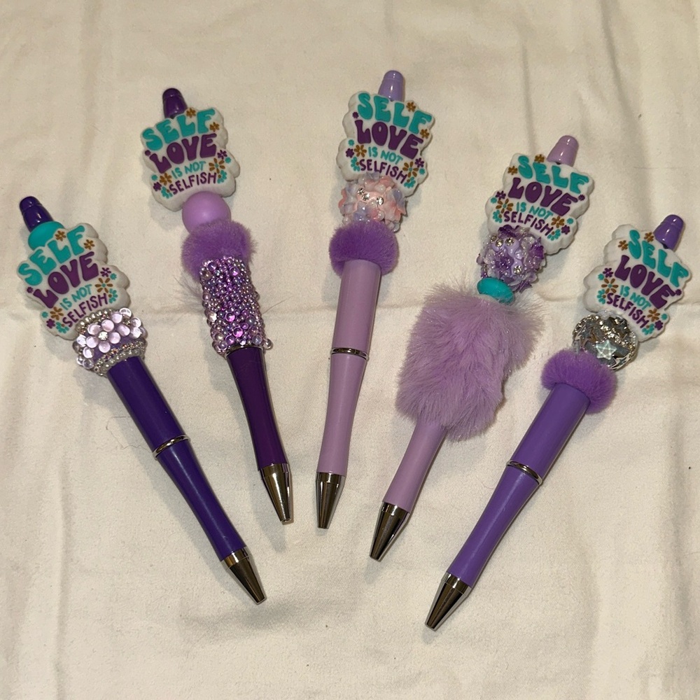 Purple Self-Love Is Not Selfish Plush Pens Set